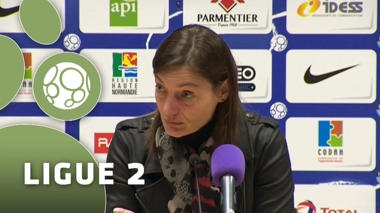 Conférence de presse Havre AC - Clermont Foot (3-1) : Thierry GOUDET (HAC) - Corinne DIACRE (CF63) - 2014/2015