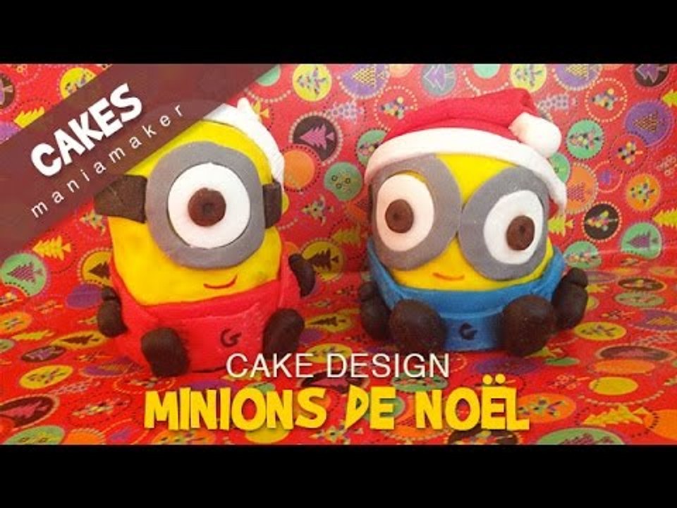 Gâteau Minions de Noël (Moi, moche et méchant) en pâte à sucre