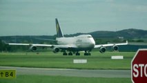 Lufthansa Boeing 747-400 D-ABVR décollage départ de l'aéroport international de Dublin en Irlande