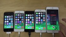 iOS 8.3 Beta iPhone 6 Plus vs. 6 vs. 5S vs. 5 vs. 4S - Which Is Faster (4K)