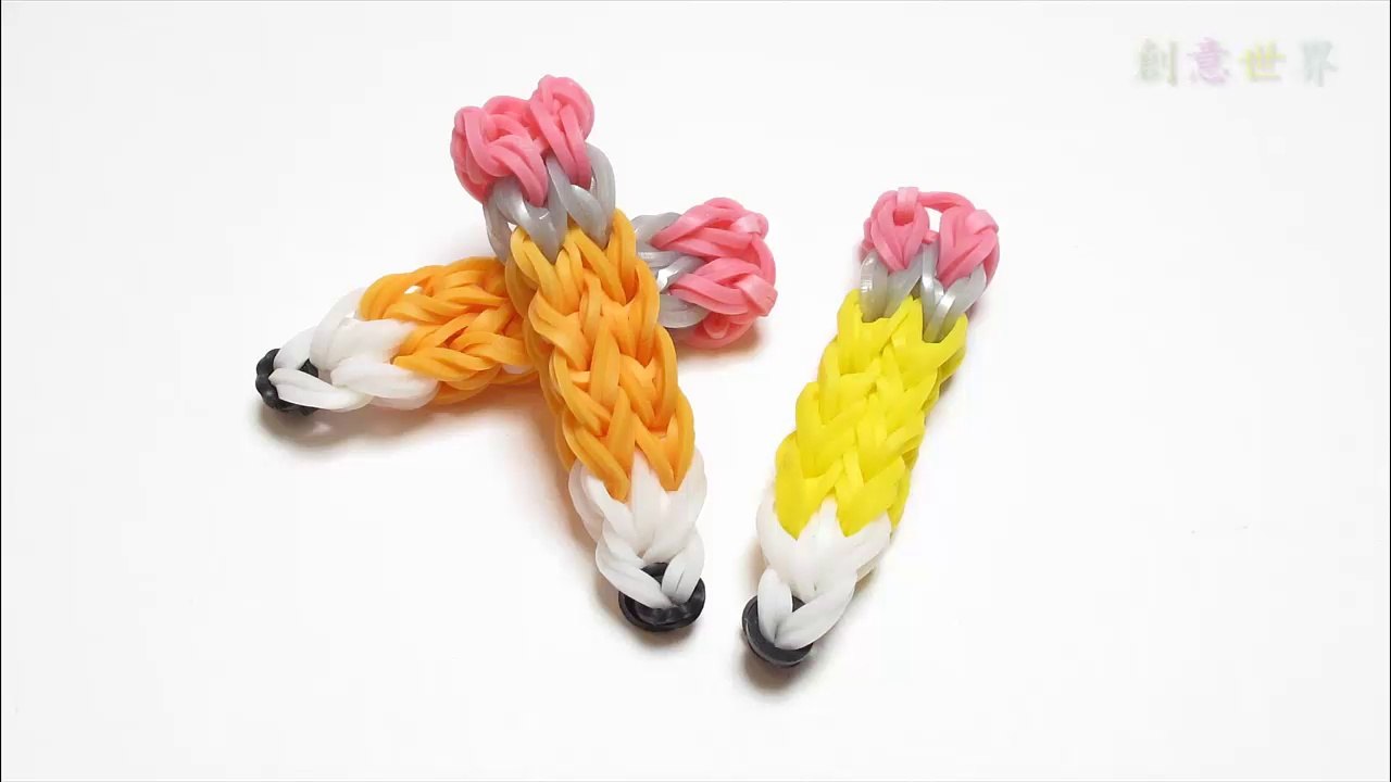 DIY 鉛筆Pencil Charms - 彩虹編織器中文教學 Rainbow Loom Design