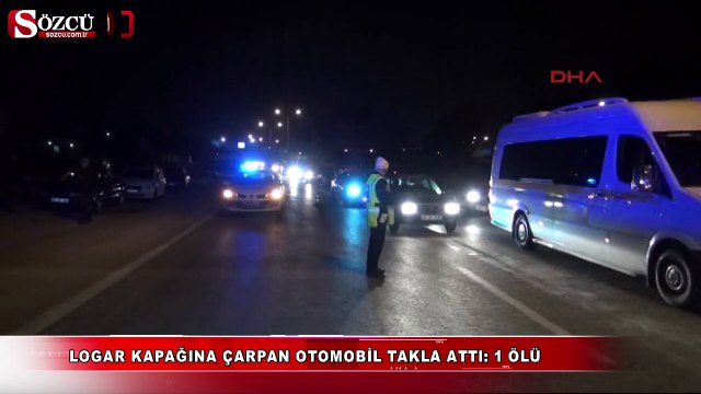 Logar kapağına çarpan otomobil takla attı!