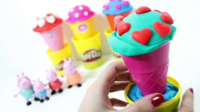 Valentine's Day Play Doh Ice Creams DIY Peppa Pig Ice Cream Parlor Play Dough Helados de Colores