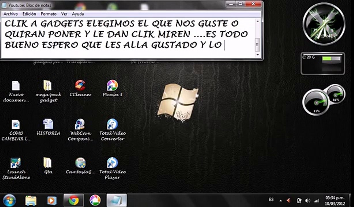 COMO ACTIVAR GADGETS DE WINDOWS 7 FACIL Y RAPIDO