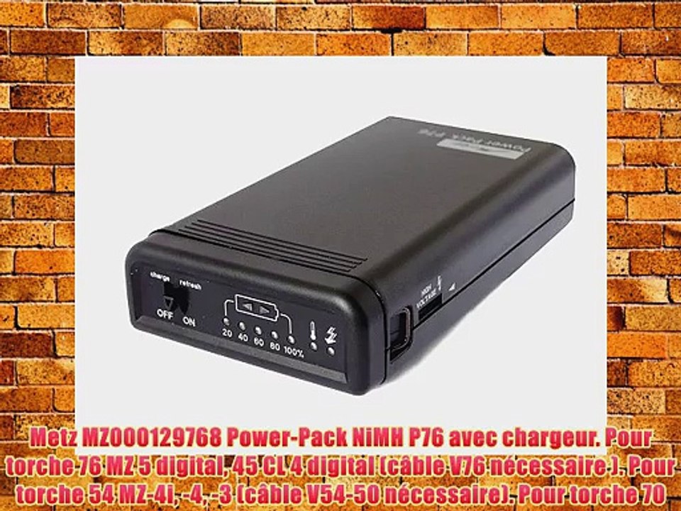 Metz MZ000129768 Power-Pack NiMH P76 avec chargeur. Pour torche 76 MZ 5 digital 45 CL 4 digital