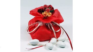 10 шт двойной слой красного шифона свадьбы пользу сумки шнурок мешочек с цветком ручной работы для роскошного партии