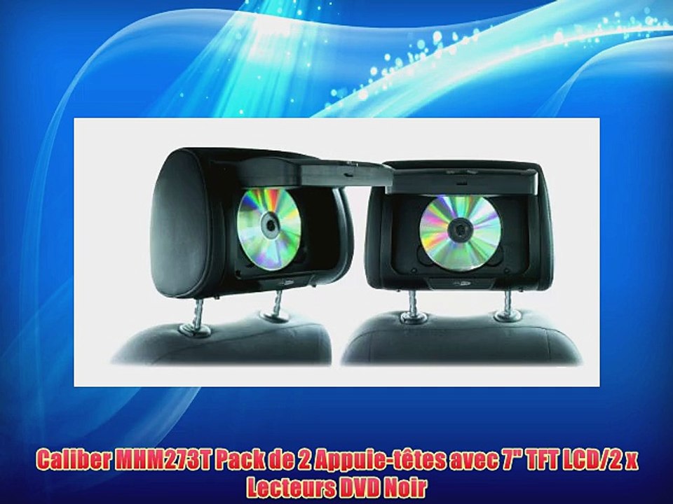 Caliber MHM273T Pack de 2 Appuie-t?tes avec 7 TFT LCD/2 x Lecteurs DVD Noir