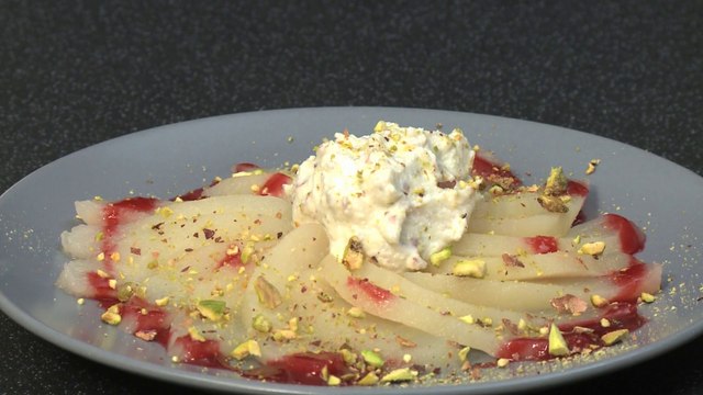 Carpaccio de poires et Ricotta pistaches - Gourmand