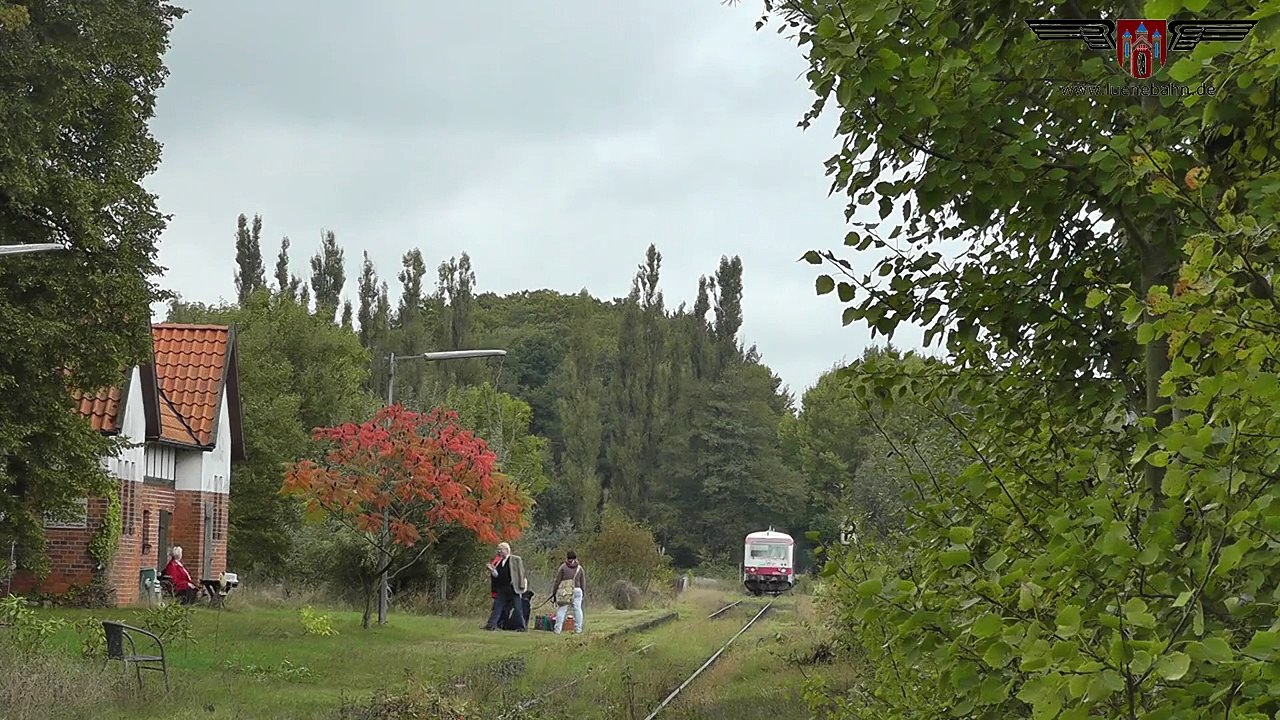 Mit der EVB unterwegs auf der Jeetzeltalbahn. Zugkreuzung in Dahlenburg%21