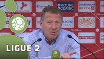 Conférence de presse Stade Brestois 29 - Nîmes Olympique (3-1) : Alex  DUPONT (SB29) - José  PASQUALETTI (NIMES) - 2014/2015