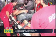 Rímac: Choque entre minivan y camión dejó 10 heridos