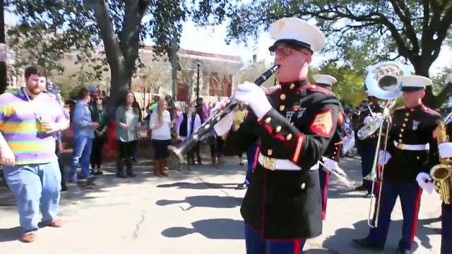 Marine Corps band gets funky at Mardi Gras
