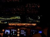 klm 747 night landing cockpit view