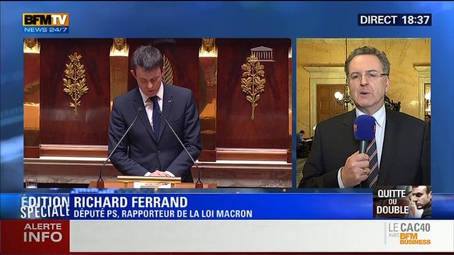 BFM Story: Édition spéciale Loi Macron (6/9): Je ne crains pas la motion de censure déposée par l'UMP : Richard Ferrand - 17/02