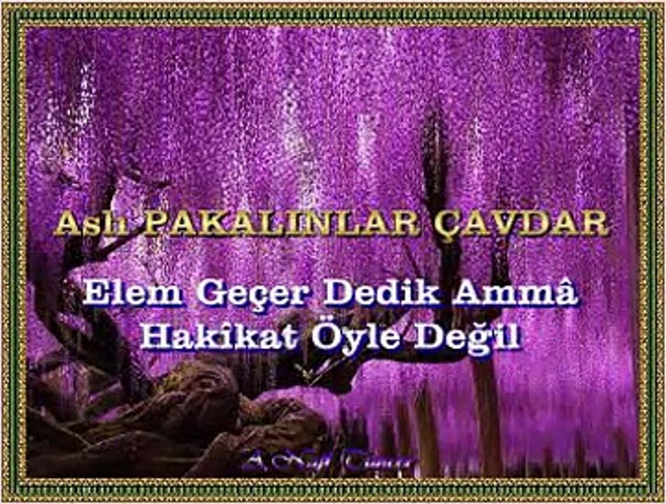 Aslı PAKALINLAR ÇAVDAR *Elem Geçer Dedik Ammâ Hakîkat Öyle Değil*