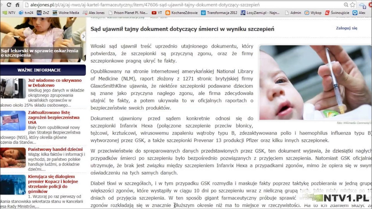 Sąd ujawnił tajny dokument dotyczący śmierci w wyniku szczepień - ALTERNEWS (11.02.2015)
