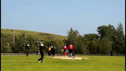 Fiasal Mohammed bowling in Under 19 Youth finals