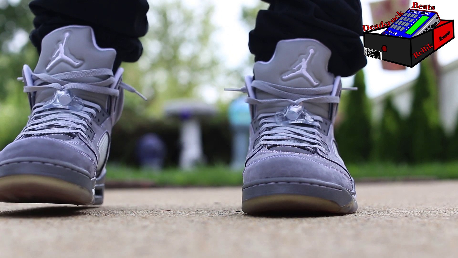 jordan 5 wolf grey on feet