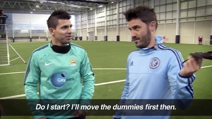 Blindfolded Penalty shoot-out | AGUERO v VILLA | Challenge