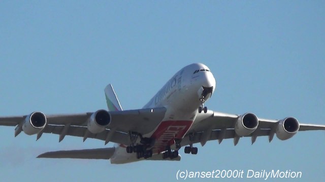 Airbus A380 Emirates Airline. Takeoff from London Heathrow Airport