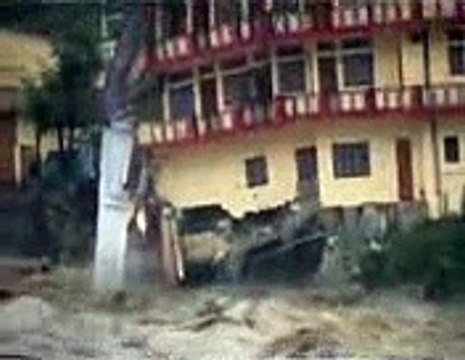 Flood in Rvier Destroying The Buildings - Dangerous floods