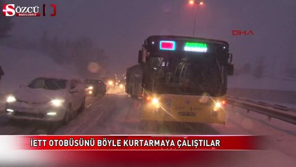 İETT otobüsünü böyle kurtarmaya çalıştılar...
