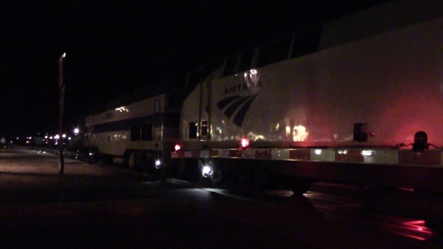 Amtrak 184 Phase IV Heritage Leads Southwest Chief #4 at Victorville, CA (night)
