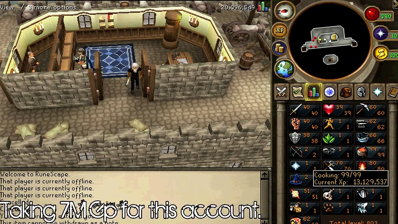 Buy Sell Accounts - Runescape - Selling Account - 99 Cooking and 3 80+ Stats [SOLD]