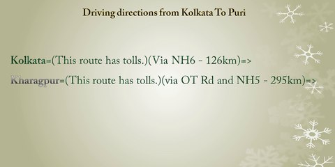 Driving directions from Kolkata To Puri