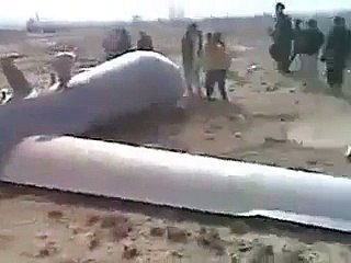 Crashed American Drone Stoned by Angry Afghan Villagers