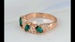 New Real 18K Ring Rose Green Zircon Gold Plated Women Unique Fashion Ring