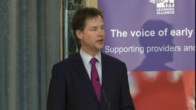 Clegg unveils Lib Dems childcare boost