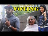 Abhishek ,Jaya Bachchan & Bhagayshree @ Juhu For Voting