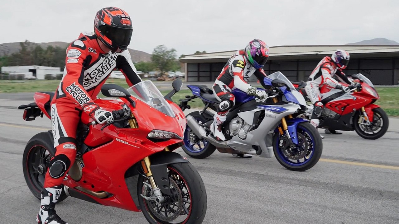 2015 SUPERBIKE DRAG RACE: BMW S1000RR vs. DUCATI 1299 PANIGALE S vs. YAMAHA YZF-R1