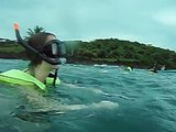 Kyde diving in Roatan, Honduras during a snorkel
