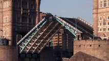 Giant World Cup rugby ball sails under Tower Bridge