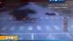 Motorcycle Crashes Into Car And Bursts Into Flames In China _ Motorbike Slams In Car, Biker Survives