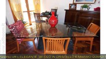 PALERMO,    ELEGANTE TAVOLO IN CRISTALLO E MARMO QUARZITE NERO EURO 175