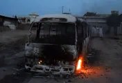 kallar syedan  two air condition buses are burning