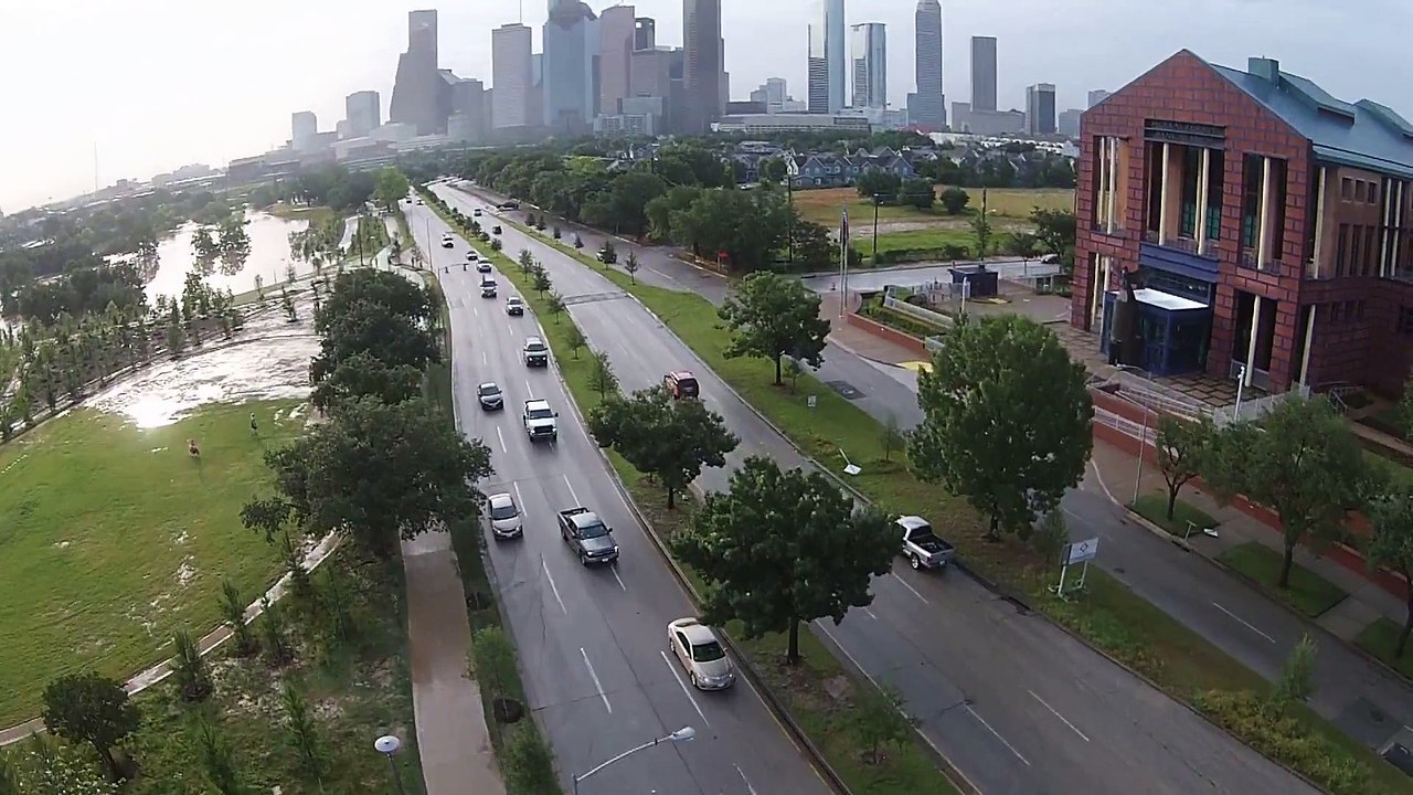 Drone Footage of Houston Flooding - Buffalo Bayou Park