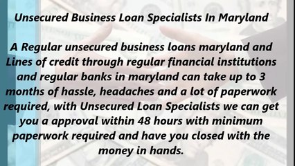 Unsecured Business Loans Specialists In Maryland (866.854.7904)