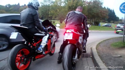 Aprilia RSV4 vs KTM RC8 - REV BATTLE, FLAMES, Acceleration - 1080p HD