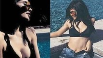 Kylie Jenner Hot Cleavage In Black Bikini - The Hollywood