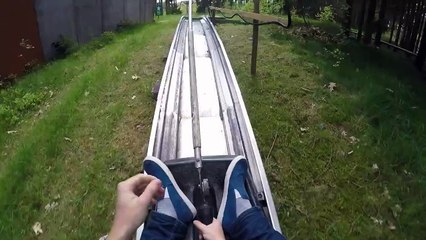An unexpected meeting on a gigantic summer toboggan run.