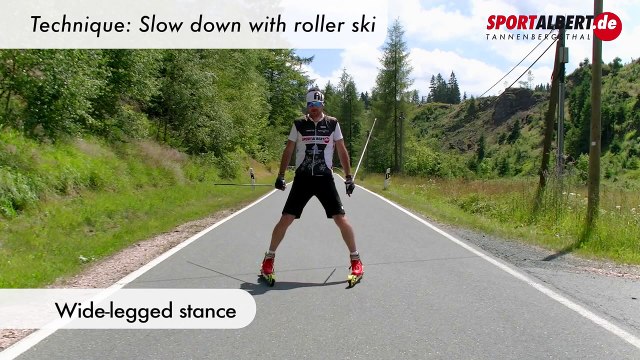 Roller Skiing Cross Skating Skiking Technique Slow Down with Roller Ski by sportalbert.de