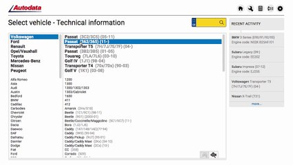 Component locations on the new Autodata