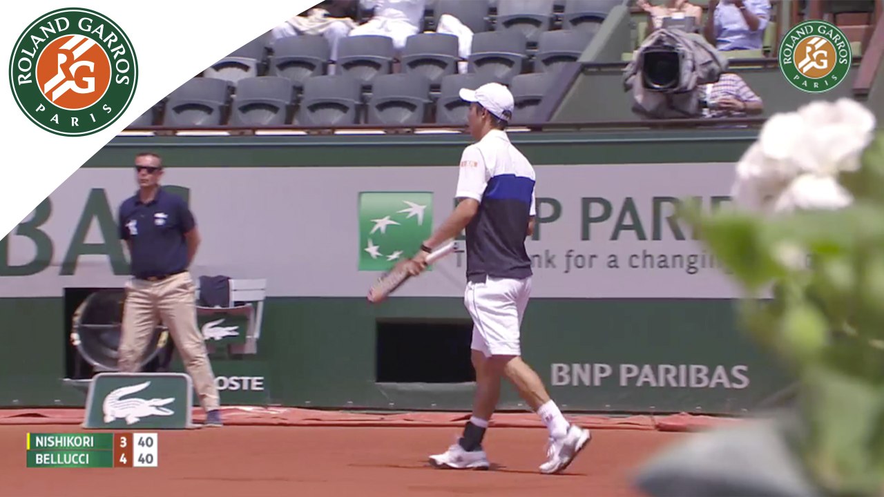 Temps forts K. Nishikori - T. Belucci Roland-Garros 2015 / 2e tour