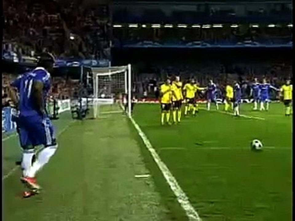 Chelsea 1-1 Barcelona: Didier Drogba Free Kick