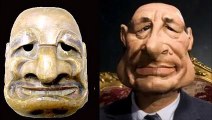 Un masque japonais du XVIIIe siècle sosie de Jacques Chirac ! Un masque nippon du 18ème siècle
