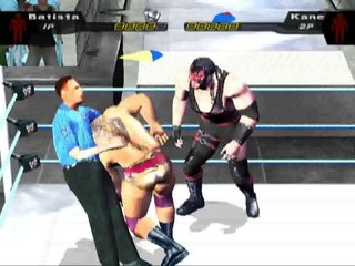 Batista vs Kane Referee wins the match in Smackdown Here Comes The Pain